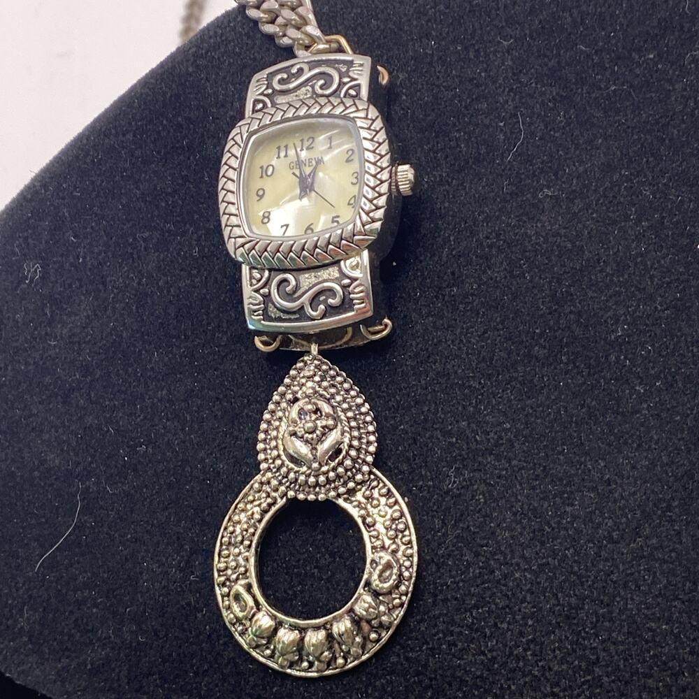Geneva Silver Mop Southwest Custom Beaded Watch Necklace Works New Battery